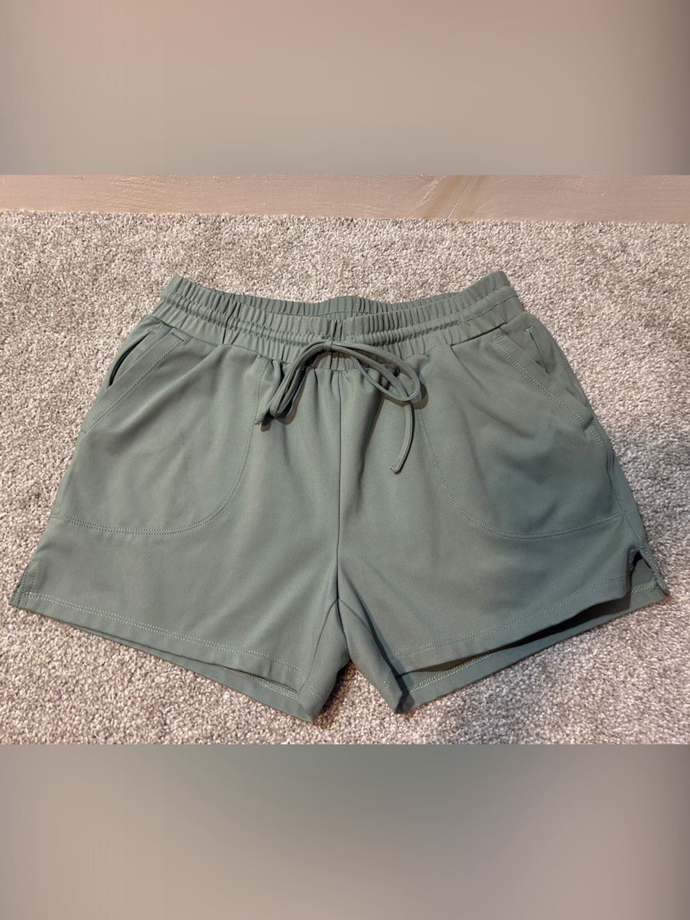 Cynthia Rowley Olive Green Athletic Drawstring Shorts